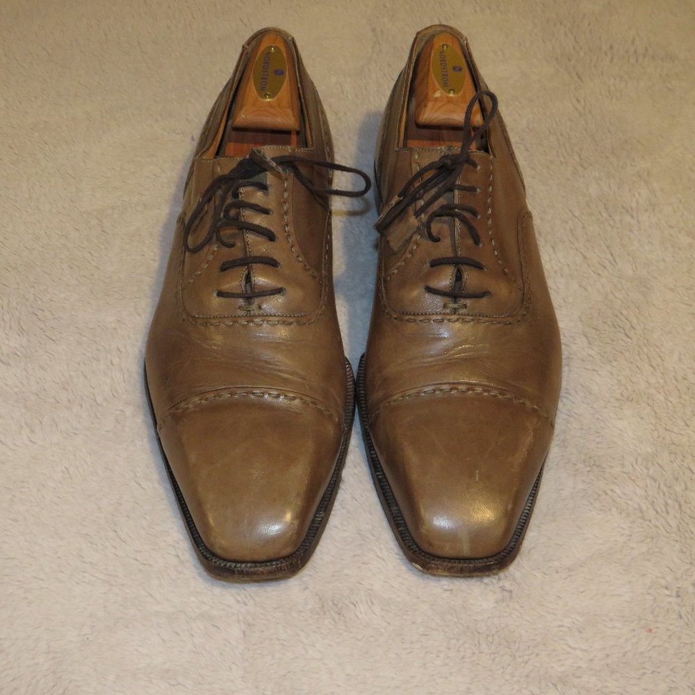 Calzoleria Harris Burnished Gray Leather Oxford Shoes 11
